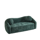 Green Chenille 86-inch Curved Convertible Sofa Recliner, 2-in-1 Frameless Folding Sofa Bed with Pull-Out Base and Deep Seat Design, No Assembly Required