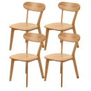 100% Solid Wood Dining Chairs, Mid Century Modern Dining Chairs with Curved Backrest, Kitchen Chair with Adjustable Foot Pads for Dining Room, Kitchen, Living Room, Study, (4PK, Natural Wood Color)