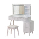 Modern Makeup Vanity Desk with LED Lights & Mirror, 4 Drawer Dressing Table Set, Space-Saving for Bedroom, White