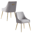 Height-adjustable classic style velvet dining room/bedroom chairs, set of 2, gray