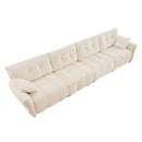 Modern 4-Seater Sofa, Solid Wood Frame, Premium Chenille, High-Resilience Cushions, White