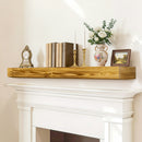 60' Fireplace Mantel, Rustic Fireplace Mantle Shelf with Invisible Brackets, Handcrafted Wood Floating Fireplace Mantel, Wall Mounted Fireplace Mantel Shelf for Living Room Decor, Wood Color
