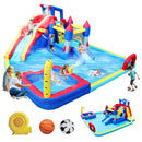 10 in1 Inflatable slide water park  bouncing house garden with splash pool & water gun & basketball & climbing wall & dual pools & soccer