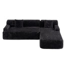 Cloud Sectional Sofa Upholstered Couch Free-combined Sofa Black Faux Rabbit Fur 110'