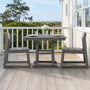 Gray 3-Piece HDPE Patio Bistro Set with Square Table, 2 Side Chairs and Umbrella Hole