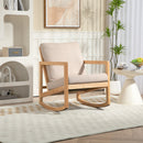 Upholstered  Accent Glider Chair,Rubberwood Frame in Natural, Khaki