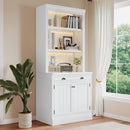 83.4'Tall Bookshelf with 3 pieces LED Lighting, Modern Bookcase with 2 Doors and 1 Drawer,Storage Bookcase with Open Shelves for Living Room,Home Office,White