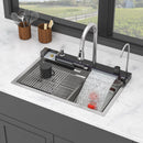 30' Kitchen Sink Waterfall Sink - 30 x 19 x 9 inch Multifunction Single Bowl 16 Gauge Stainless Steel Ledge Workstation Smart Top Mount Kitchen Sinks
