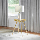 Lymon Gold Round Mirror Top End Side Table