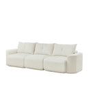 Chenille Sofa for Living Room, 109' Large Modern 3-Seater with Thickened Armrests, Upholstered Backrest, Deep Seating Design in Beige, Plush Chenille and Foam+Spring
