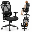 Ergonomic Office Chair, Mesh High Back Desk Seat with Adjustable Lumbar Support, Headrest, Armrests,90-135 Degree Tilt Lock, Quiet Wheels, 280lb Capacity for Home, Gaming, Computer