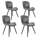 Dining Chairs Set of 4,Modern Leather Upholstered Chairs with Comfy Backrest and Sturdy Metal Legs 20' Bean-GREY
