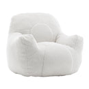Comfy Bean Bag Chair with Filler, Tufted Memory Foam Sofa in White Teddy Fabric, Fluffy and Cozy Seating for Dorm, Apartment, or Living Room