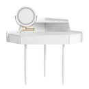 Modern Corner Makeup Vanity Desk with Large Storage, LED Mirror & Stool, Adjustable Brightness, Space-Saving, White