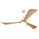 52' Solid Wood Blades Ceiling Fan with Lights Remote Control,Quiet DC Motor 3 Blade Ceiling Fans 6 Speed Levels,Reversible Ceiling Fan, for Patio Living Room, Bedroom, Office,Indoor.(White +Natural)