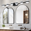 43' Black Minimalist LED Bathroom Vanity Light with Crystal Sand Acrylic Shades,6-Light Wall Mounted Decorative Lighting Fixture, Suitable for Bathroom Vanity Mirror
