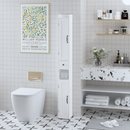 67.51' Tall Bathroom Storage Cabinet with Adjustable Shelves,Slim 2 Doors Freestanding Cabinet with Anti-Tip, Open compartments, for Home, Small Spaces, Bathroom,Kitchen, Living Room, White