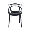 Contemporary Black Plastic Dining Chair Set of 4 with Metal Legs