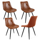 Faux Leather Upholstered Dining Chair Set of 4 with Metal Legs, Thick Foam Cushion & Ergonomic Backrest BROWN