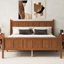 Queen Size Flat Panel Bed with Headboard & Footboard, Minimalist Modern Platform Bed with Wood Grain Finish, Shaker and Farmhouse Style Design, Sleek and Functional Bedroom Furniture,Light Walnut