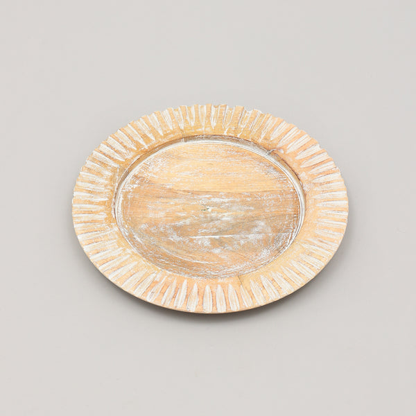 Handcrafted 13' Wood White Charger Plate| Wooden Dinning Placemat|Artisan Wood Tableware