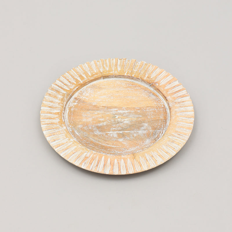 Handcrafted 13' Wood White Charger Plate| Wooden Dinning Placemat|Artisan Wood Tableware