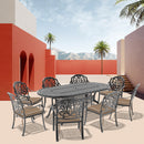 9-Piece Set Of Cast Aluminum Patio Furniture With Brown Cushions(same as W1710S00600)