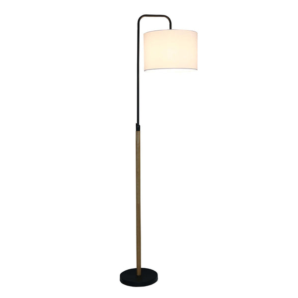 Lior Arc Floor Lamp with Cylinder Shade, Curved Standing Light in Black Metal for Living Room, Bedroom & Office