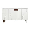 Modern White Sideboard Buffet Cabinet, 62.9'' Wide Storage Unit with 4 Doors & Adjustable Shelves, Versatile Dining Room/Living Room Organizer