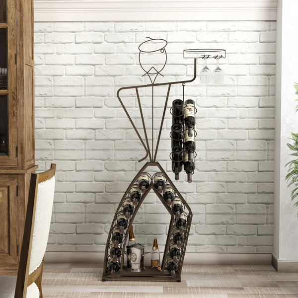 Unique Design Wine Bakers Rack, Freestanding Wine Rack with Storage Bottle, Wine Storage Home Bar for Liquor and Wine, Organizer for Kitchen, Dining Room