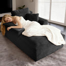 Chaise Lounges,Black-striped corduroy chaise lounge sofa, oversized armless sofa (including matching throw pillows), soft upholstered floor-level relaxation sofa, suitable for living rooms and bedroom