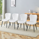 The White Minimalist Ergonomic Dining Chair Comes In A Pack of 4, With A Comfortable Design Of Extended And Curved Seat Cushions, Unlocking A Comfortable And Minimalist New Sitting Posture.
