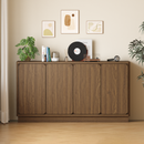 59.1 Inch Walnut 4-Door Sideboard Buffet Cabinet, Particle Board Storage Credenza with Adjustable Shelves, Wide Console Storage Cupboard for Dining Room, Kitchen, Living Room & Entryway