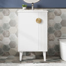 20-inch Bathroom Vanity with Ceramic Sink, Freestanding Single Vanity Set with Soft Closing Door, Chic Half-Moon Pulls, French Style, White