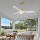 Hot sales 52 Inch Indoor Ceiling Fan With Dimmable LED Light 3 Solid Wood Blades Remote Control Reversible DC Motor