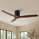 52 inch Indoor Farmhouse Rustic Ceiling Fan Matte Black with 3 Solid Wood Blade Remote Control Reversible DC Motor
