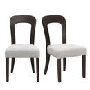 Modern Upholstered Dining Chairs Set of 2 with Gray Fabric Seating and Dark Brown Solid Rubber Wood Legs, 330 LBS Weight Capacity