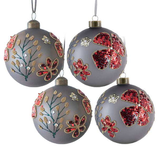D4.7' Christmas Ball Ornaments, Glass Decorative Hanging Ball Christmas Tree Ornaments for Holiday Party Decorations, Set of 4