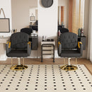 Hydraulic Salon Chair 360° Swivel - Professional Barber Stylist Chair with Pump, Non-Tilting Hairdressing Chair for Salon Tattoo Spa, Black Gold Stylist Equipment (Single Pack)