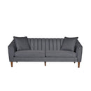 Contemporary 3-Seater Sofa with Plush Accents, Charcoal Fabric, 84.5 Inches