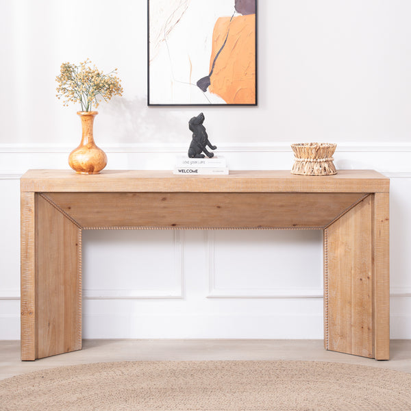 62' Modern Rustic Console Table – Solid-Look Engineered Wood Entryway Table