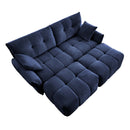 Cozy Plush Chenille 2 Seater Sofa Set with Ottomans and Throw Pillows in Blue for Living Room