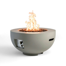 Outdoor Round Propane Fire Pit Table 28-inch,40,000 BTU Fire Pit Bowl,Light Concrete Propane Fire Pit with Free Lava Rocks,Rain Cover and Burner Lid,for Outside Patio,Garden,Deck,Light Grey