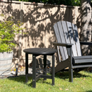 Black HDPE Outdoor Side Table, 15.94 in. L x 15.94 in. W x 17.71 in. H, Small All-Weather Patio End Table