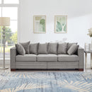 Modern Design Living Room Sofa Square armrest with Silver Nails Decoration Upholstered Velvet Couch Grey