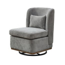 25.2' Wide Modern Chenille Cushioned Armless Metal Base 360° Swivel Chair with Pillow, Suitable for Living Room, Family Room, Bedroom, Lounge Area, Office - Grey