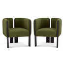 Dining Chairs Set of 2, Modern Stylish Seating with Black Rubber Wood Frame and Olive Green Boucle Fabric, 225lbs Capacity, for Dining Area, Living Space