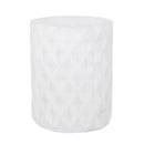 Modern Outdoor Lightweight Concrete Side Table with Geometric Design in Antique White