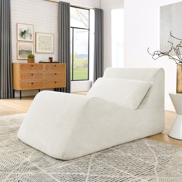 Bean Bag Chair, Lazy Floor Sofa Couch for Adults and Kids, Fireside Chair with Ergonomic Design, Memory Foam Lounge Chair for Living Room Bedroom, Office, Beige