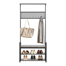 Hall Tree, 72 in Coat Rack with Shoe Bench, Freestanding 2-Tier Shoe Rack Storage Organizer with Hooks, Hanging Rod and Wire Shelf, Steel Frame Entrance Coat Holder for Entry, Bedroom, Closet